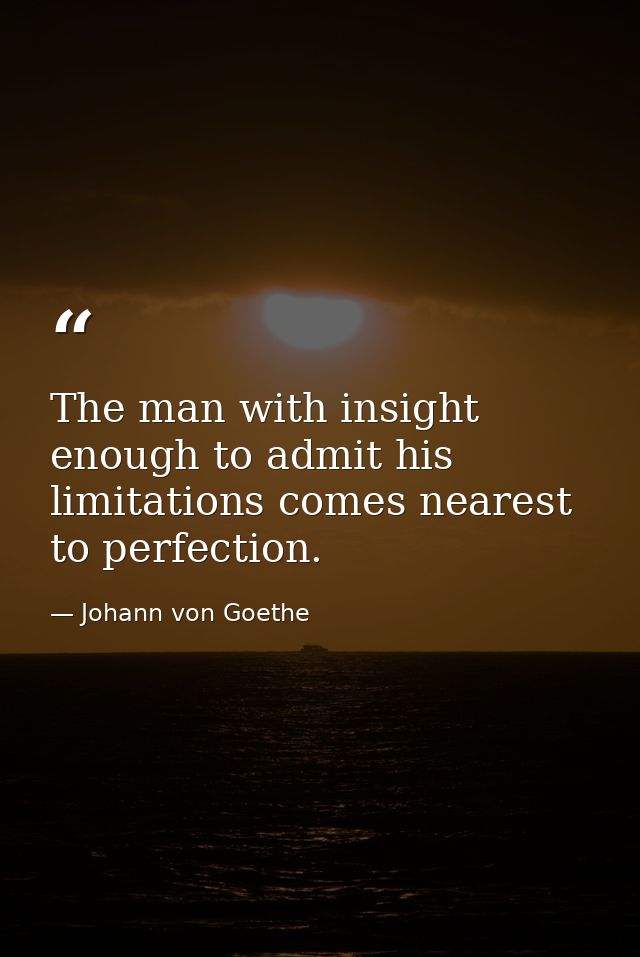 The man with insight enough to admit his limitations comes nearest to perfection. — Johann von Goethe
