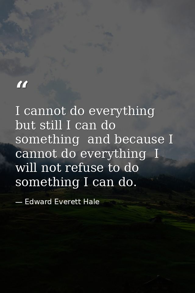 I cannot do everything  but still I can do something  and because I cannot do everything  I will not refuse to do someth — Edward Everett Hale