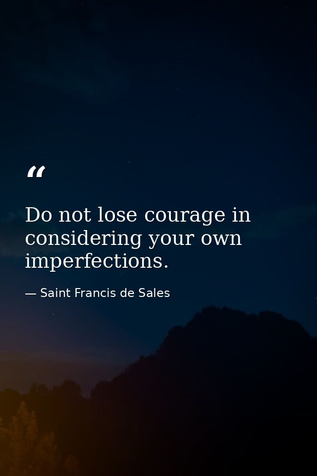 Do not lose courage in considering your own imperfections. — Saint Francis de Sales