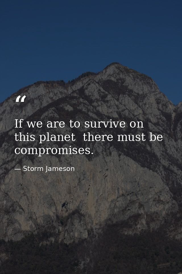If we are to survive on this planet  there must be compromises. — Storm Jameson