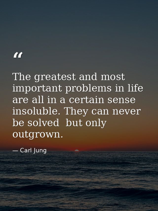 The greatest and most important problems in life are all in a certain sense insoluble. They can never be solved  but onl — Carl Jung