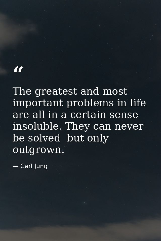 The greatest and most important problems in life are all in a certain sense insoluble. They can never be solved  but onl — Carl Jung