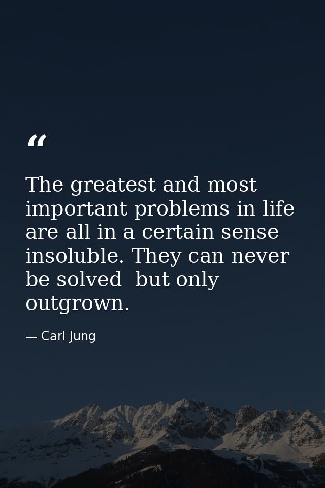 The greatest and most important problems in life are all in a certain sense insoluble. They can never be solved  but onl — Carl Jung