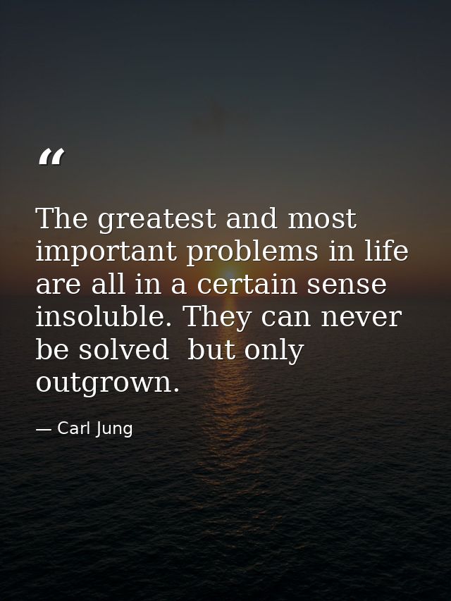 The greatest and most important problems in life are all in a certain sense insoluble. They can never be solved  but onl — Carl Jung