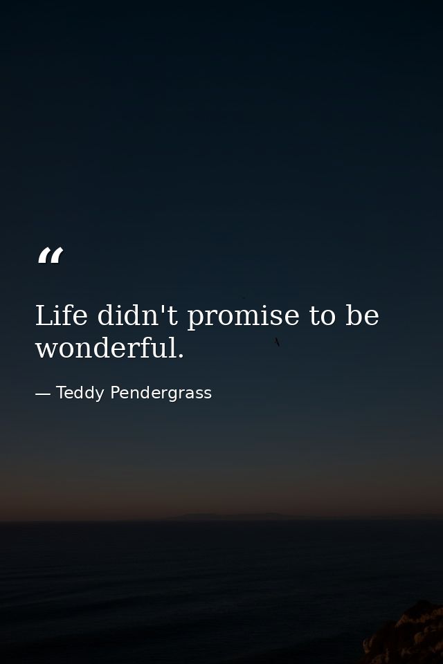 Life didn't promise to be wonderful. — Teddy Pendergrass