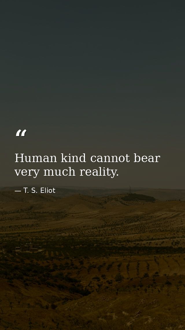 Human kind cannot bear very much reality. — T. S. Eliot