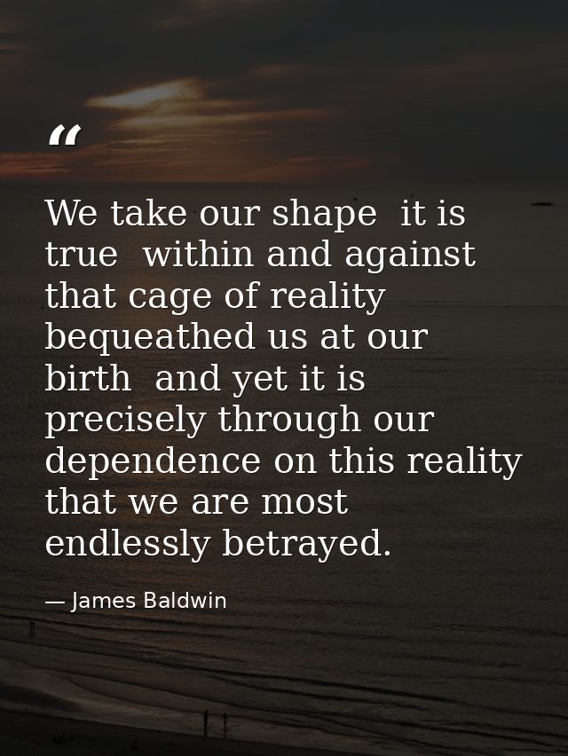 We take our shape  it is true  within and against that cage of reality bequeathed us at our birth  and yet it is precise — James Baldwin