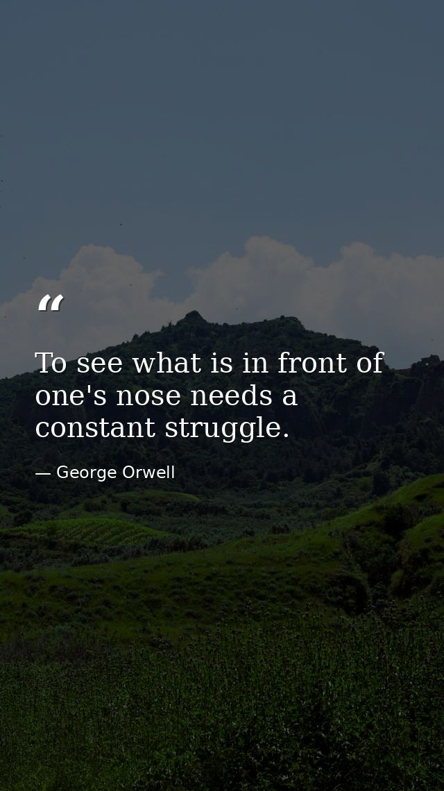 To see what is in front of one's nose needs a constant struggle. — George Orwell