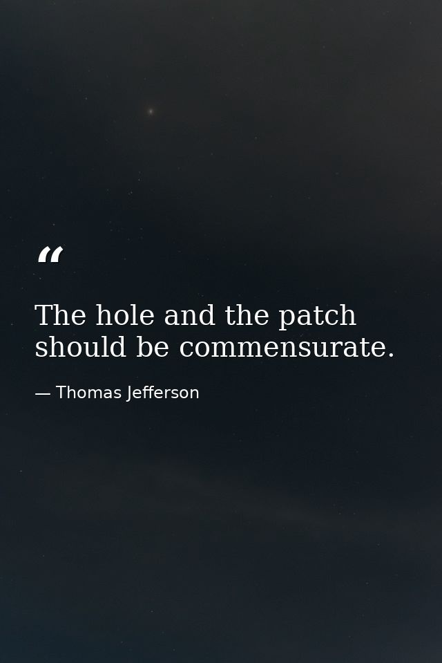 The hole and the patch should be commensurate. — Thomas Jefferson