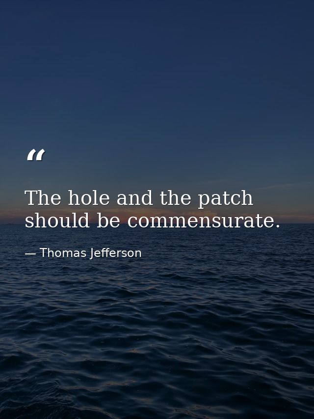 The hole and the patch should be commensurate. — Thomas Jefferson