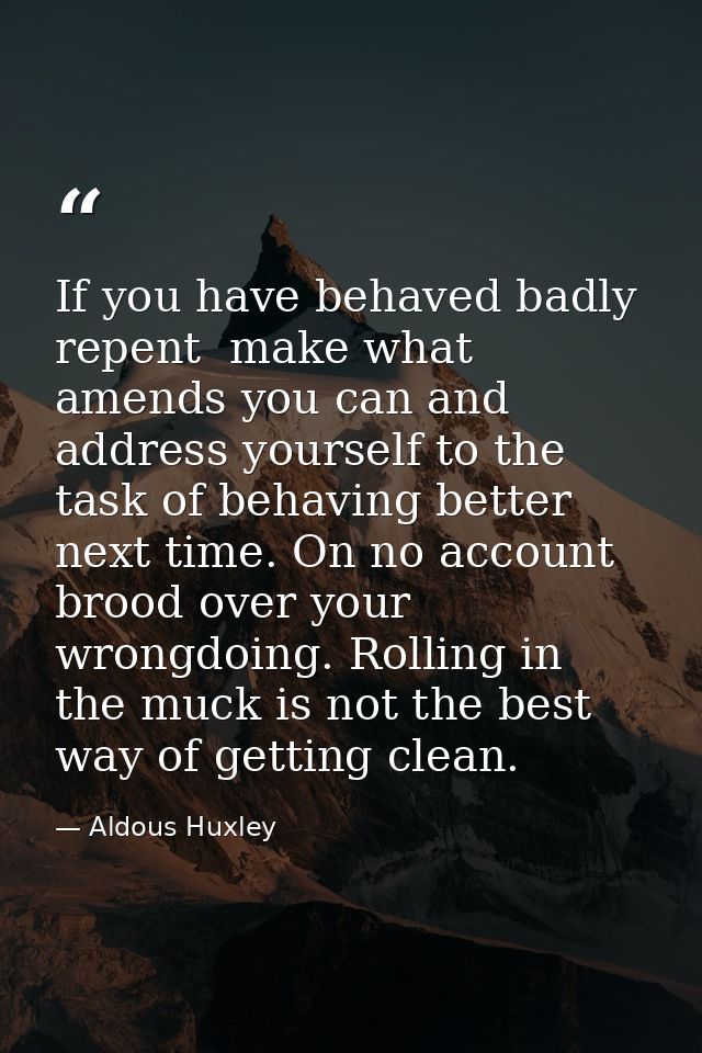 If you have behaved badly  repent  make what amends you can and address yourself to the task of behaving better next tim — Aldous Huxley