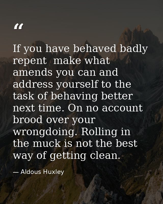 If you have behaved badly  repent  make what amends you can and address yourself to the task of behaving better next tim — Aldous Huxley