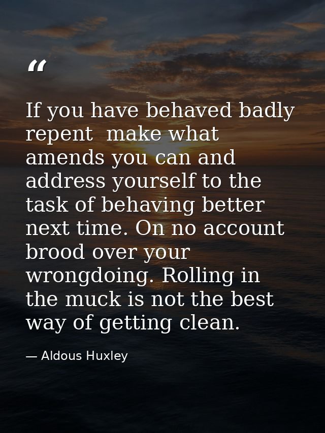 If you have behaved badly  repent  make what amends you can and address yourself to the task of behaving better next tim — Aldous Huxley