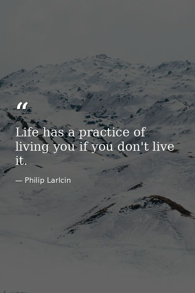 Life has a practice of living you if you don't live it. — Philip Larlcin