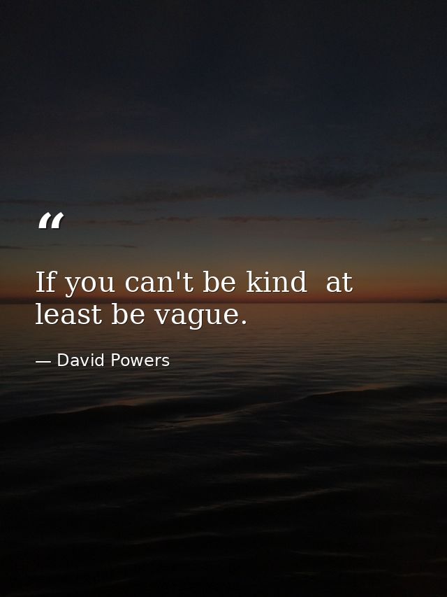 If you can't be kind  at least be vague. — David Powers