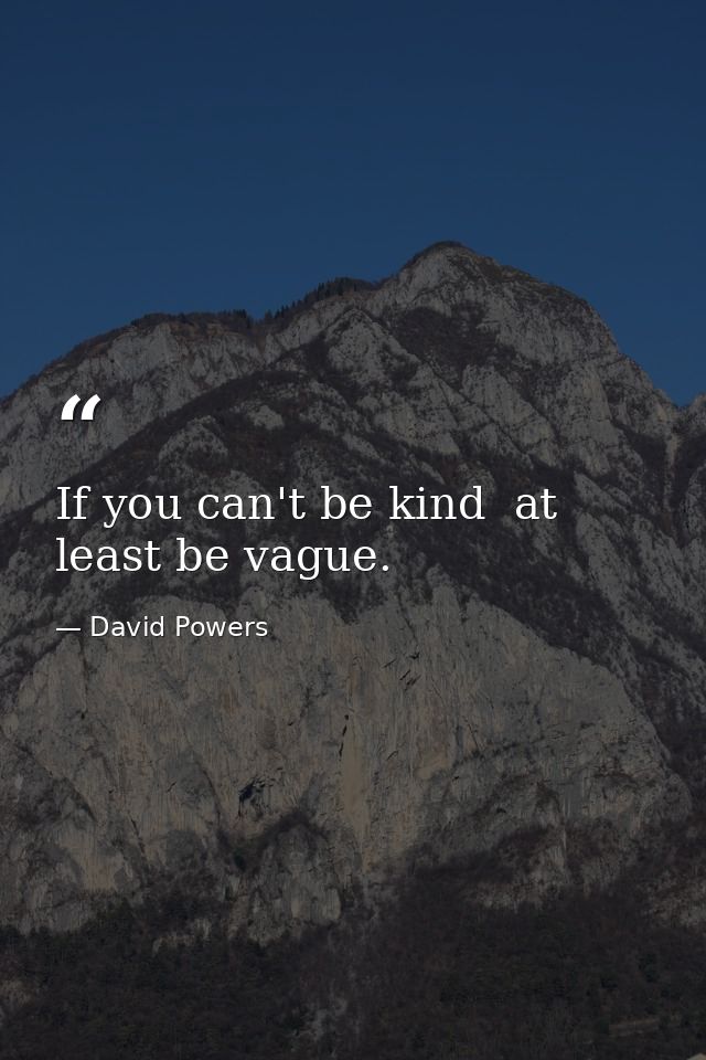 If you can't be kind  at least be vague. — David Powers