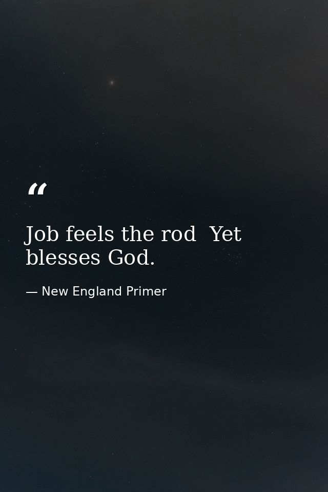 Job feels the rod  Yet blesses God. — New England Primer