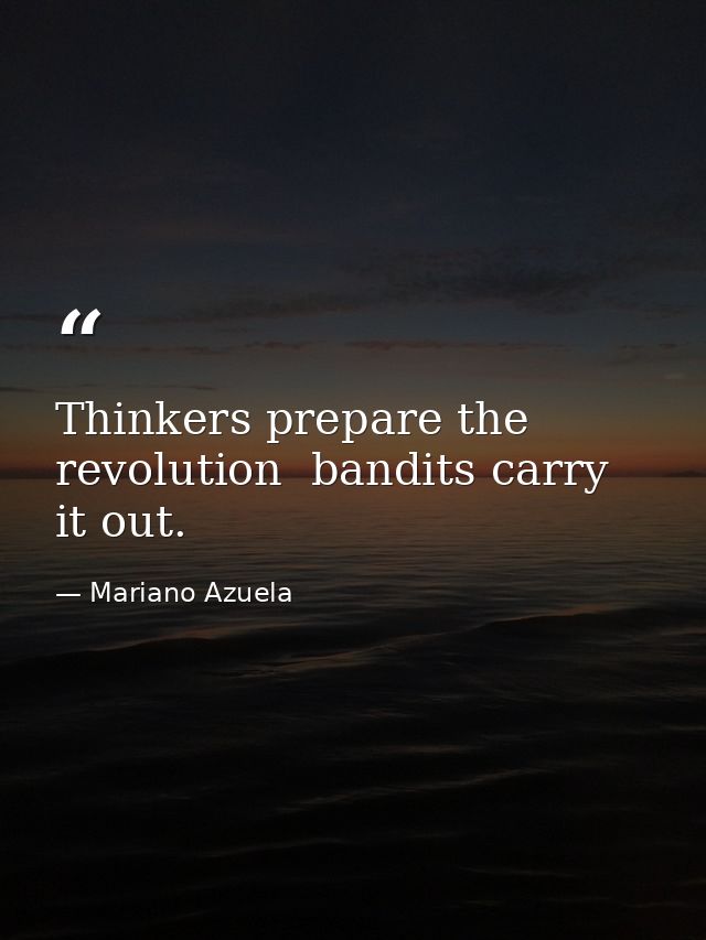 Thinkers prepare the revolution  bandits carry it out. — Mariano Azuela
