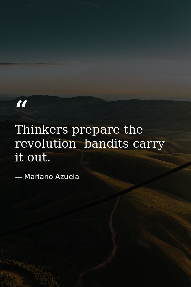 Thinkers prepare the revolution  bandits carry it out. — Mariano Azuela