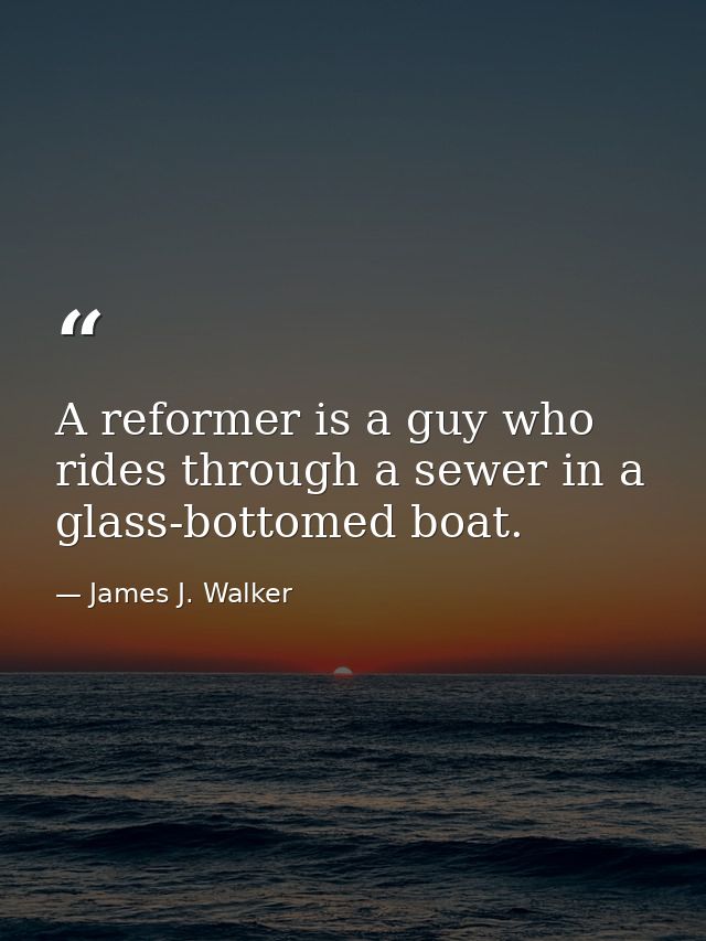 A reformer is a guy who rides through a sewer in a glass-bottomed boat. — James J. Walker