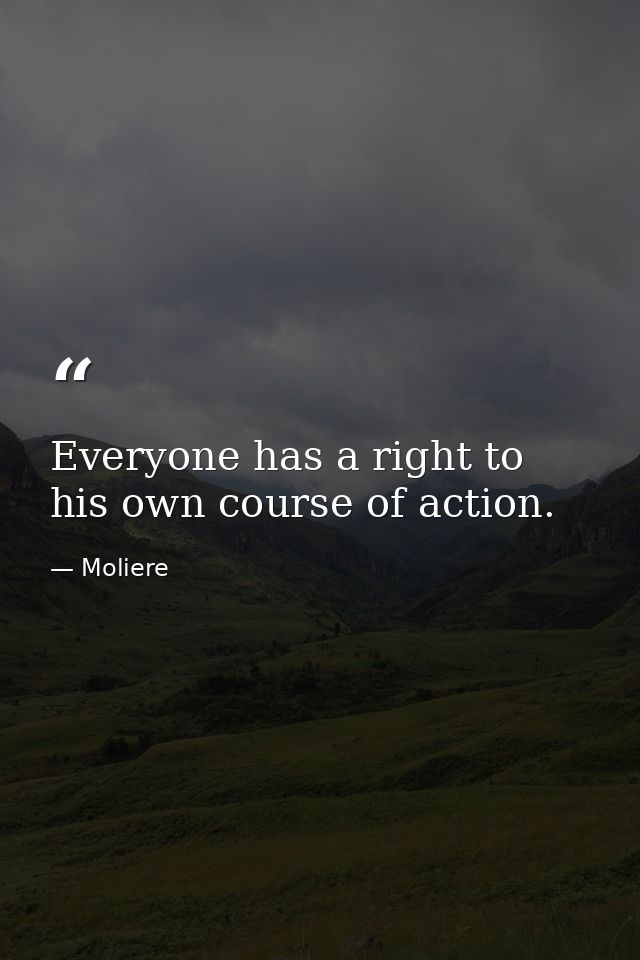 Everyone has a right to his own course of action. — Moliere