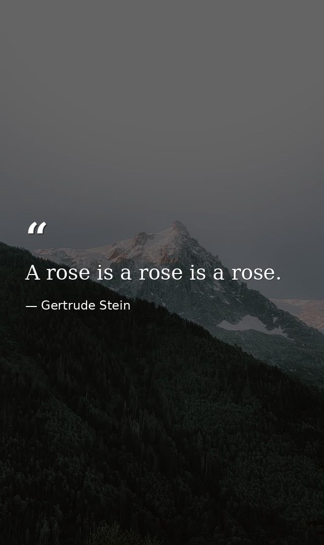 A rose is a rose is a rose. — Gertrude Stein