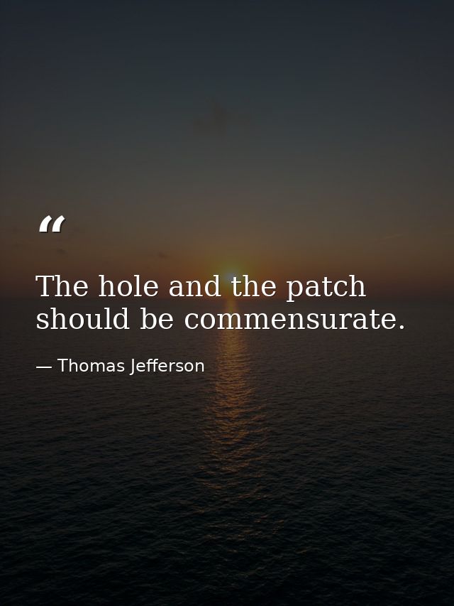 The hole and the patch should be commensurate. — Thomas Jefferson