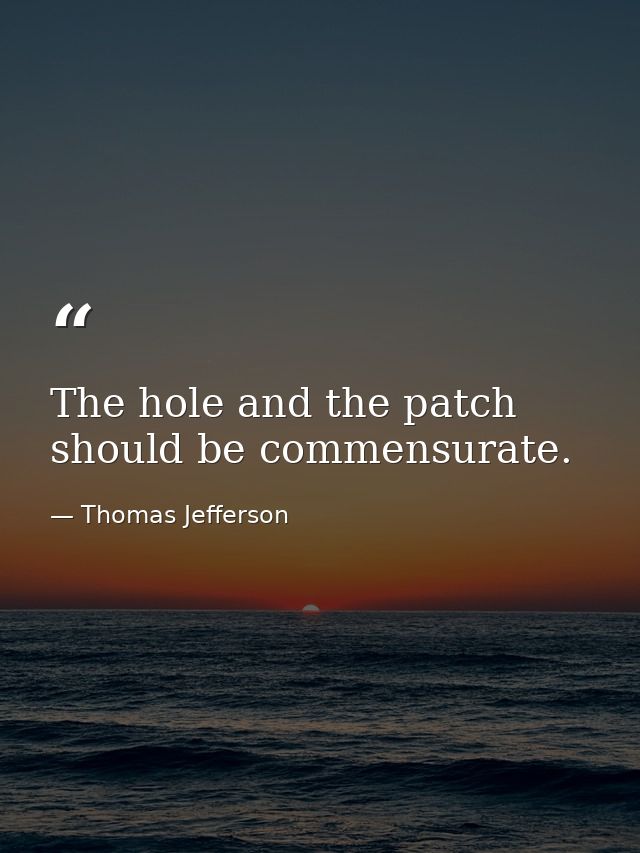 The hole and the patch should be commensurate. — Thomas Jefferson