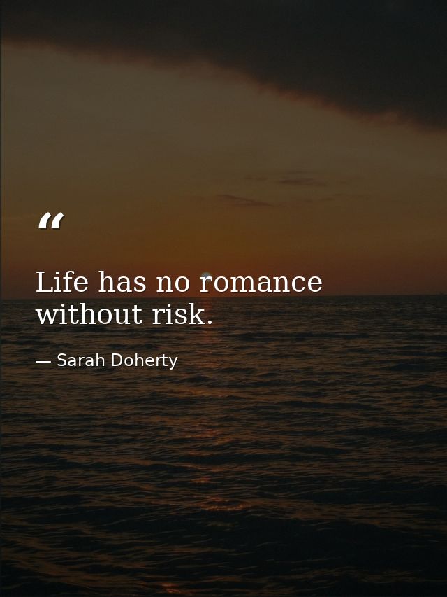 Life has no romance without risk. — Sarah Doherty