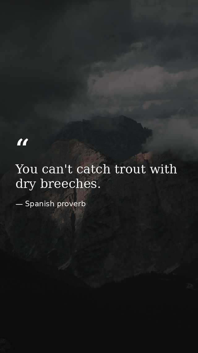You can't catch trout with dry breeches. — Spanish proverb