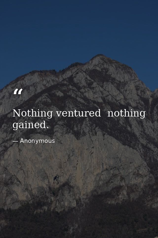 Nothing ventured  nothing gained. — Anonymous