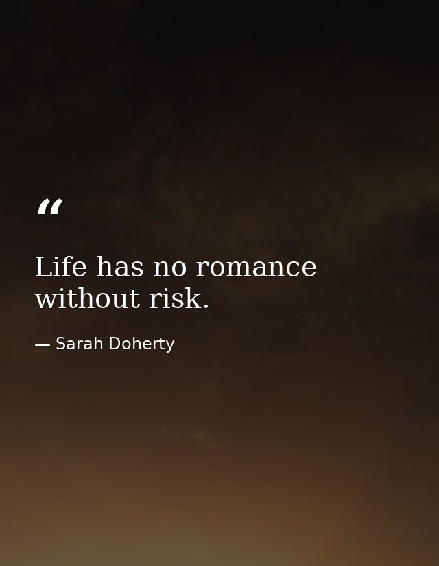 Life has no romance without risk. — Sarah Doherty