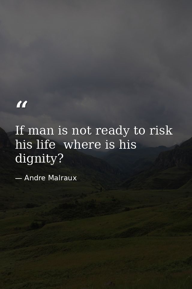 If man is not ready to risk his life  where is his dignity? — Andre Malraux