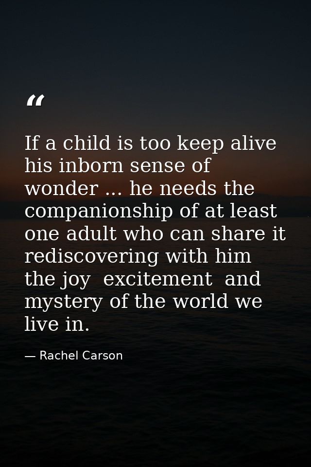 If a child is too keep alive his inborn sense of wonder ... he needs the companionship of at least one adult who can sha — Rachel Carson