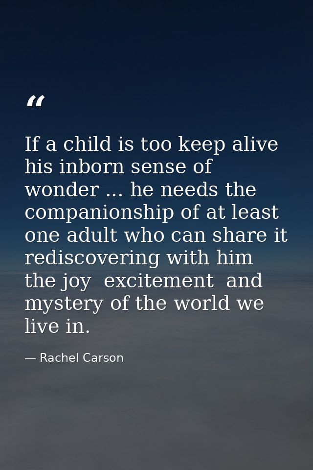 If a child is too keep alive his inborn sense of wonder ... he needs the companionship of at least one adult who can sha — Rachel Carson