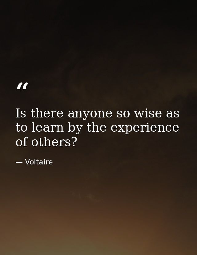 Is there anyone so wise as to learn by the experience of others? — Voltaire
