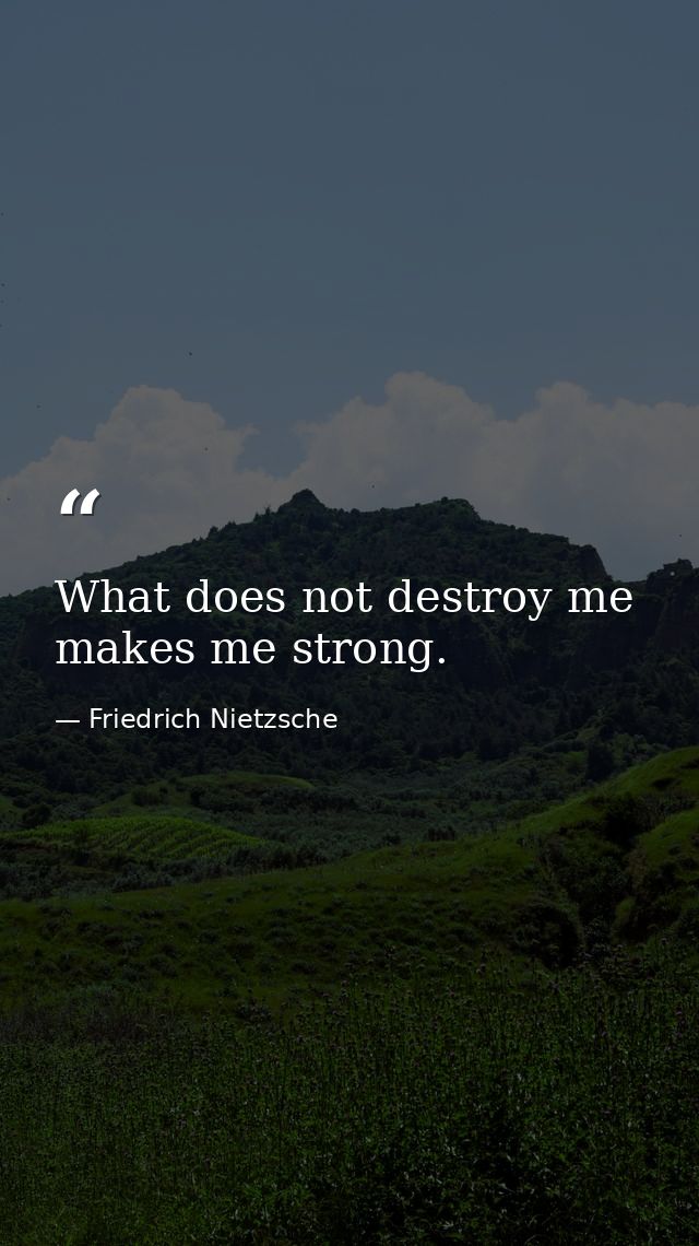 What does not destroy me  makes me strong. — Friedrich Nietzsche