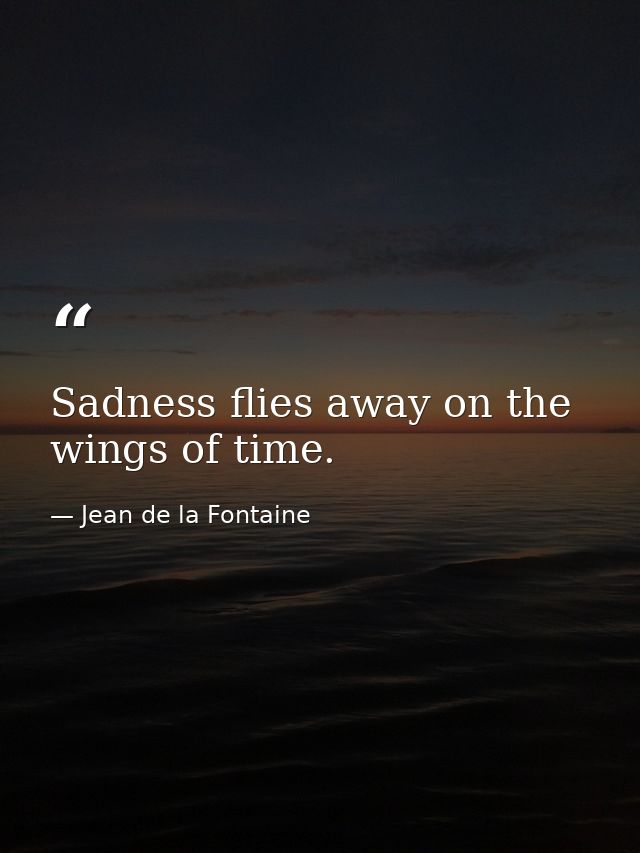 Sadness flies away on the wings of time. — Jean de la Fontaine