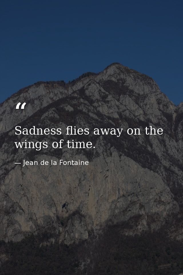 Sadness flies away on the wings of time. — Jean de la Fontaine
