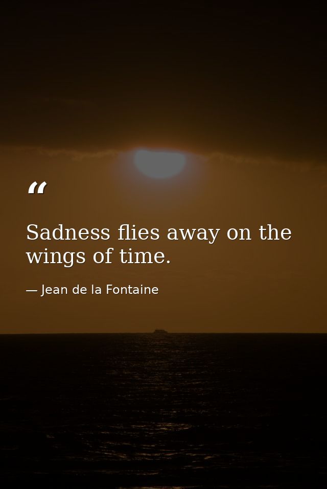 Sadness flies away on the wings of time. — Jean de la Fontaine