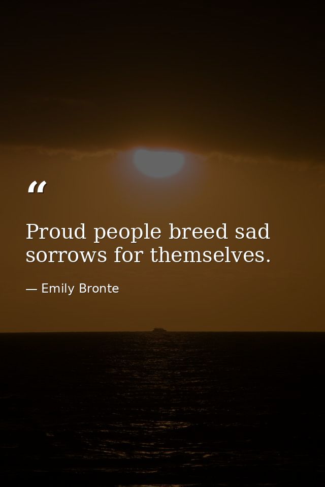 Proud people breed sad sorrows for themselves. — Emily Bronte