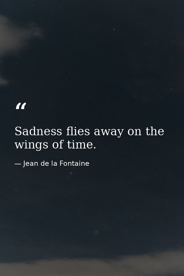 Sadness flies away on the wings of time. — Jean de la Fontaine