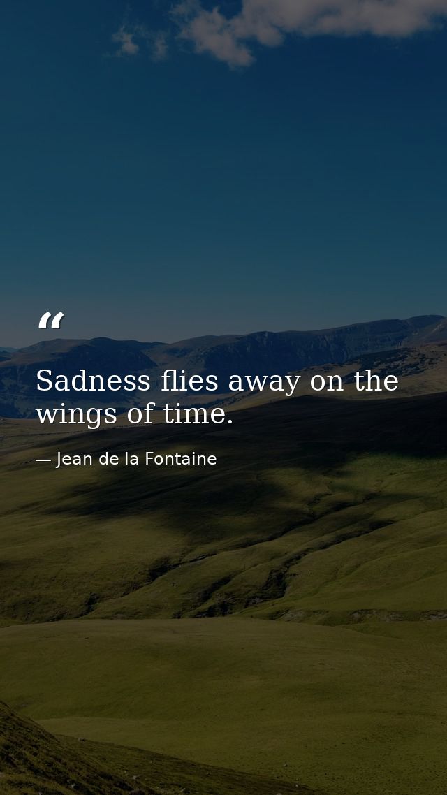 Sadness flies away on the wings of time. — Jean de la Fontaine
