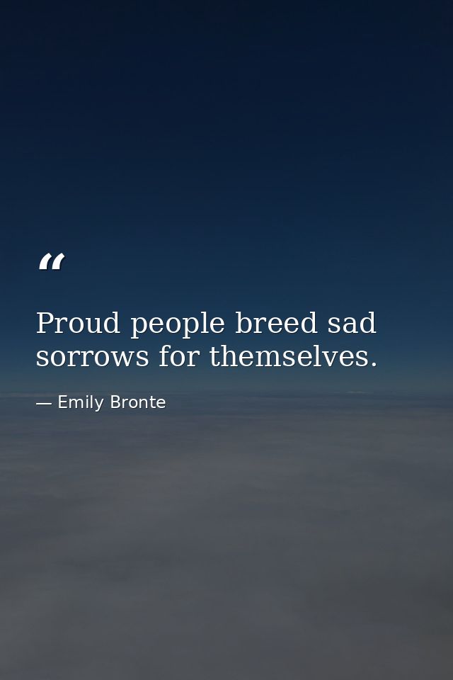 Proud people breed sad sorrows for themselves. — Emily Bronte
