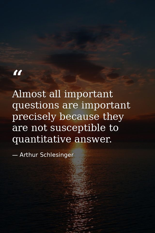 Almost all important questions are important precisely because they are not susceptible to quantitative answer. — Arthur Schlesinger