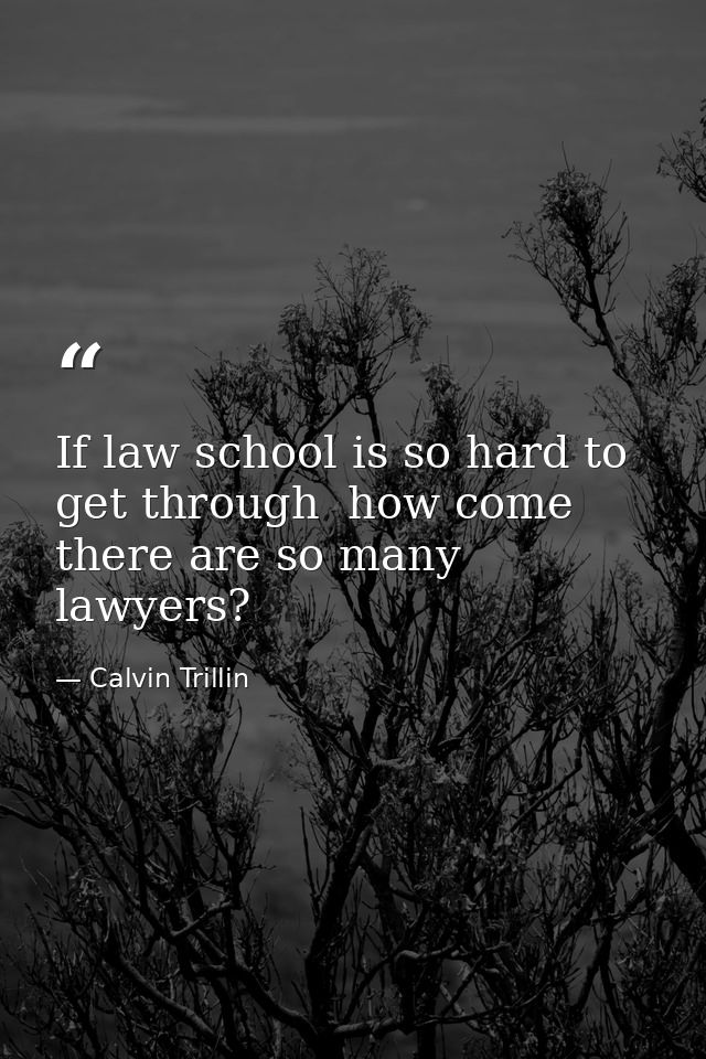 If law school is so hard to get through  how come there are so many lawyers? — Calvin Trillin
