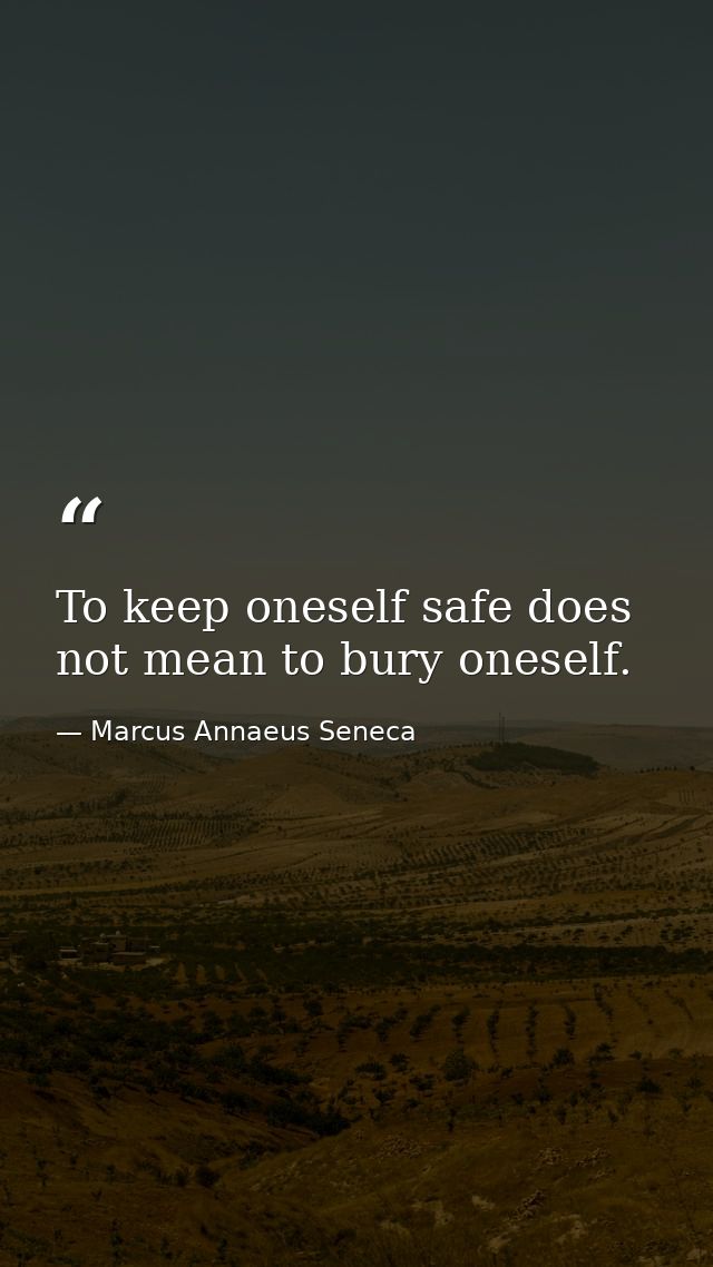 To keep oneself safe does not mean to bury oneself. — Marcus Annaeus Seneca