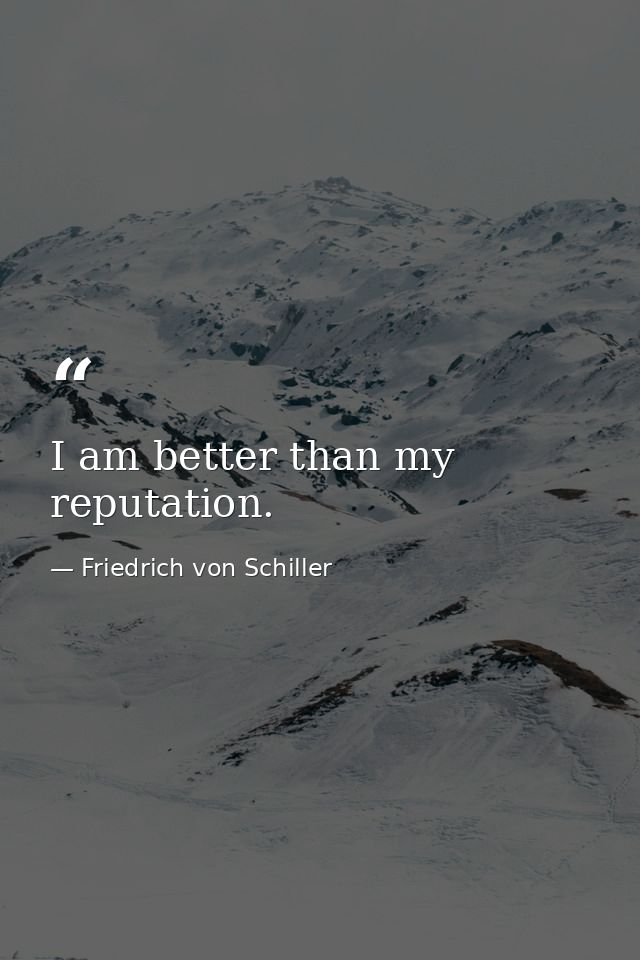 I am better than my reputation. — Friedrich von Schiller