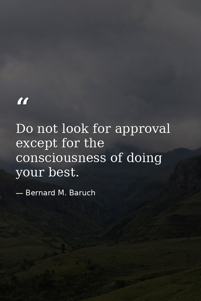 Do not look for approval except for the consciousness of doing your best. — Bernard M. Baruch