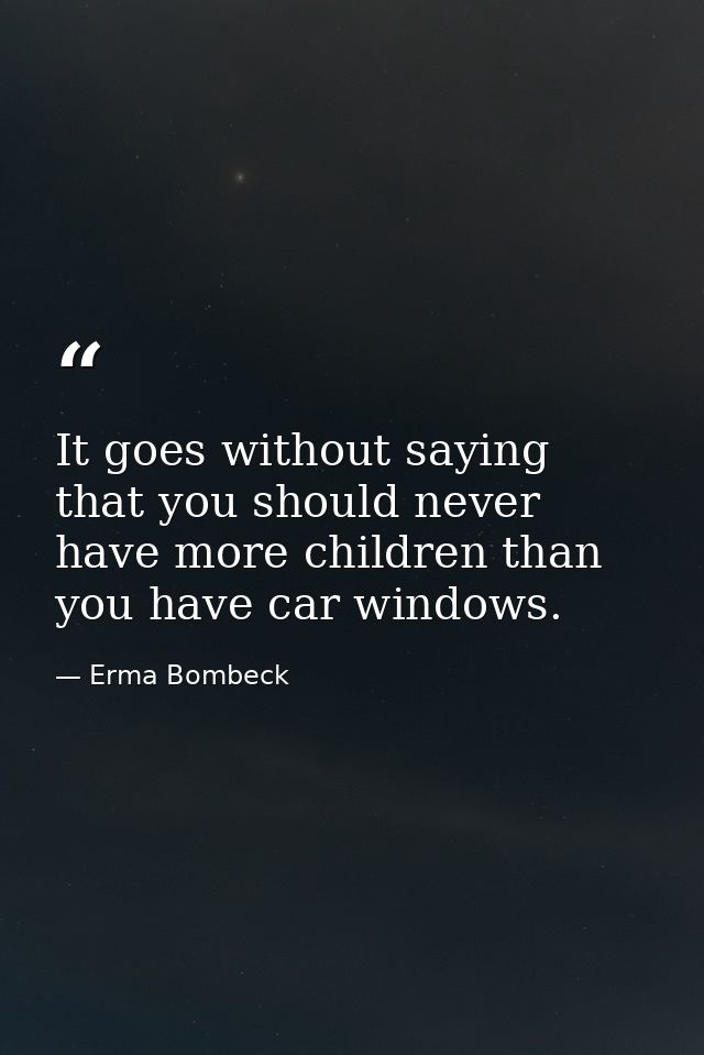 It goes without saying that you should never have more children than you have car windows. — Erma Bombeck